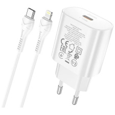 Сетевое зарядное устройство Hoco N22 USB-C PD25W + Кабель Type-C to Lightning 3A Белый